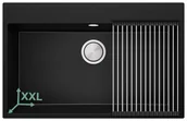 Zlewozmywaki - Primagran Zlewozmywak granitowy z dużą komorą XXL jednokomorowy Nablatowy bez ociekacza Czarny Ryga 80 MY8KC-A0#N - miniaturka - grafika 1