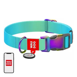 Nylonowa obroża dla psa z kodem QR WAUDOG szer. 15 mm, dł. 25-35 cm niebieski Waudog - Obroże dla psów - miniaturka - grafika 1
