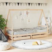 Łóżeczka i kojce - Rama łóżka dziecięcego z szufladami, 80x200 cm, sosnowa Lumarko! - miniaturka - grafika 1