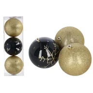 Bombki - Bombki plastikowe 9 cm złoty / czarny 3 sztuki - miniaturka - grafika 1