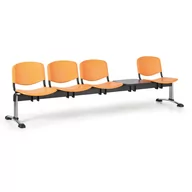 Inne meble biurowe - Ławka do poczekalni plastikowa ISO, 4-siedziska + stolik, żółty, chromowane nogi - miniaturka - grafika 1