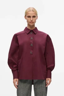 Karl Lagerfeld koszula bawełniana damska kolor bordowy relaxed z kołnierzykiem klasycznym A4W11022 - Koszule damskie - miniaturka - grafika 1
