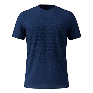 Koszulki męskie - Odlo T-shirt męski S/S Crew Neck Millennium Element wielokolorowa Estate Blue Melange - Placed Print Fw19 S 350382 - grafika 1