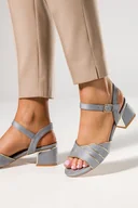 Espadryle damskie - Niebieskie sandały damskie na ozdobnym klocku Casu ER24X10-BL-41 - miniaturka - grafika 1