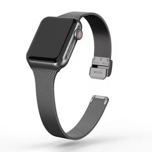 Milanese Z Zapięciem (Zwężana) Opaska Pasek Bransoleta Apple Watch 1/2/3/4/5/6/7/8/Ultra/Se 42/44/45/49Mm Czarna - Akcesoria do smartwatchy - miniaturka - grafika 1