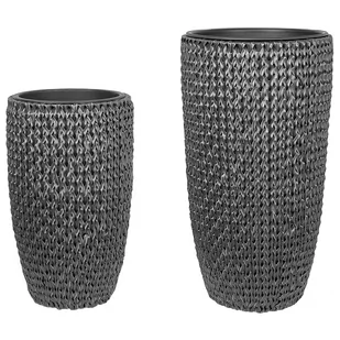 Zestaw 2 doniczek na kwiaty z technorattanu czarny CEDRUS - Donice - miniaturka - grafika 1