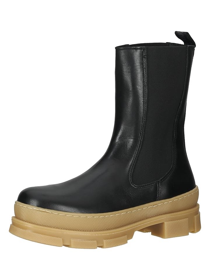 Steve Madden Skórzane sztyblety w kolorze czarno-beżowym