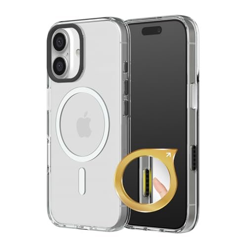 RHINOSHIELD Przezroczyste etui z przyciskiem przechwytywania kamery kompatybilne z Magsafe dla [iPhone 16] Doskonała magnetyczna, zaawansowana odporność na żółknięcie, ochronne etui na telefon