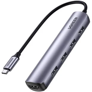 UGREEN adapter przejściówka USB Typ C - HDMI / 4 x USB szary (CM417) CM417 - Kable - miniaturka - grafika 1