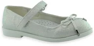 Buty dla dziewczynek - Błyszczące balerinki dla dziewczynki American Club XD119/24 Srebrne - miniaturka - grafika 1