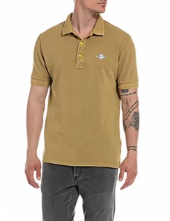 Koszulki męskie - Replay Męska koszulka polo, khaki 925, XXL - grafika 1