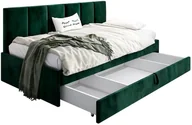 Łóżka dla dzieci i młodzieży - Łóżko młodzieżowe SORA 2 120x200 zielone z tapicerowanym panelem i szufladą MKPOL - miniaturka - grafika 1