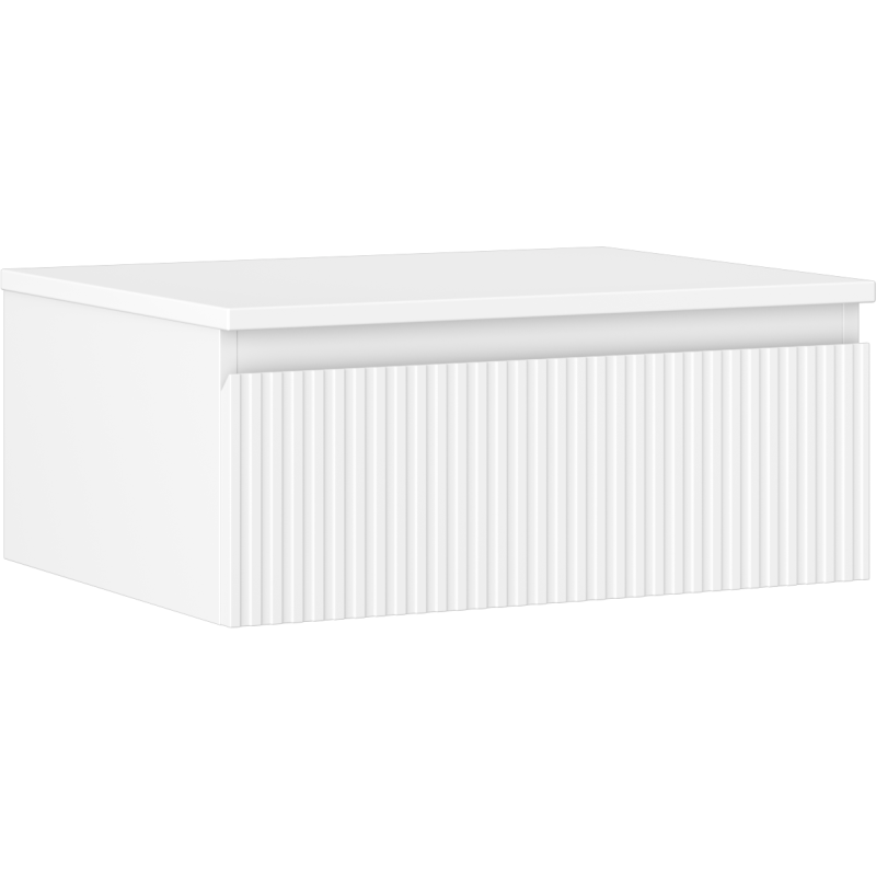 Mexen Rivel szafka łazienkowa podumywalkowa 60 cm z blatem, 1 szuflada, ryflowana , biała mat - 91A20-06023-1-BFC01