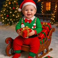 Dresy i komplety dla chłopców - TEMU Chłopięcy świąteczny koszulka z długim rękawem z nadrukiem Świętego Mikołaja z kokardą i spodniami 2-częściowy zestaw - świąteczny czerwony i - miniaturka - grafika 1