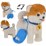 Lalki dla dziewczynek - INTERAKTYWNY PIESEK CHODZI NA SZMYCZY SZCZEKA PIES ZABAWKA POMERANIAN PLUSZ - miniaturka - grafika 1