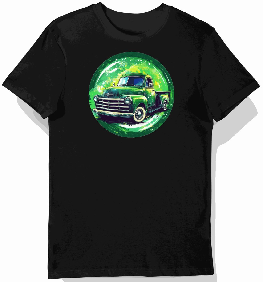 Koszulka męska czarna z motywem klasycznych ciężarówek 5855 XXL