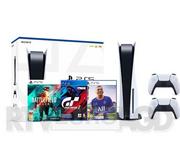 Konsole Playstation - Sony PlayStation 5 + Gran Turismo 7 + FIFA 22 + Battlefield 2042 + dodatkowy pad biały - miniaturka - grafika 1