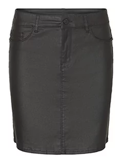 Spódnice - VERO MODA Vmseven Mr Short Coated Skirt Ptt Noos PU spódnica damska, czarny, M wąska talia - grafika 1