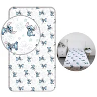 Prześcieradła - DISNEY Stitch Białe, prześcieradło dla dzieci z gumką, 100% bawełna, 90x200cm+25cm, OEKO-TEX - 90x200 cm - miniaturka - grafika 1