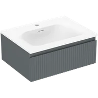 Szafki łazienkowe - Mexen Rivel szafka łazienkowa 60 cm z umywalką Vela, 1 szuflada, ryflowana , grafit mat/biała mat - 91A20-06023-1-BF66-W23M01 - miniaturka - grafika 1