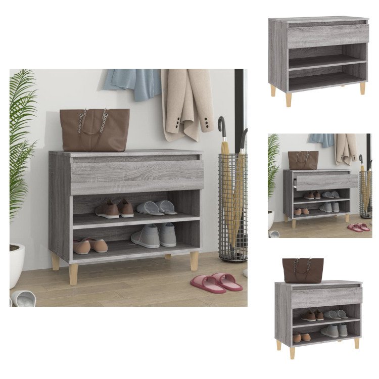 vidaXL Stojak na buty szary Sonoma 70x36x60 cm Materiał drewnopochodny - Stojaki i szafki na buty