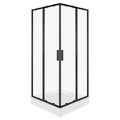 Kabiny prysznicowe - Kabina prysznicowa z brodzikiem Solid SQ 80 BL szkło transparentne 6 mm, profile czarne KERRA - miniaturka - grafika 1