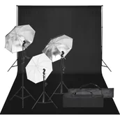 Lampy studyjne - vidaXL Fotograficzny zestaw studyjny z lampami i tłem - miniaturka - grafika 1