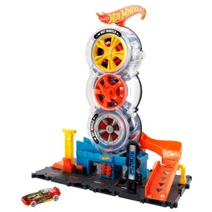 Mattel Hot Wheels City Wyścigowy warsztat opon zestaw - - Tory, garaże, parkingi - miniaturka - grafika 1