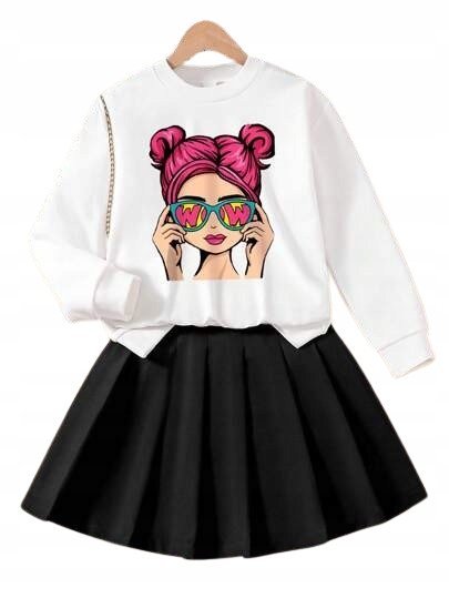 SHEIN KOMPLET BLUZA SPÓDNICA NADRUK 110/116 1Ł4I