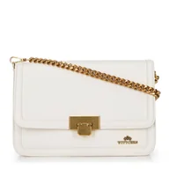 Torebki damskie - Skórzana crossbody z odpinanym łańcuszkiem kremowa - miniaturka - grafika 1
