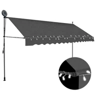 Markizy - vidaXL Ręcznie zwijana markiza z LED, 400 cm, antracytowa vidaXL - miniaturka - grafika 1