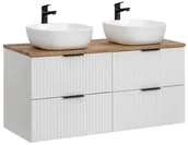 Szafki łazienkowe - Podwójna Szafka 60 cm ADEL WHITE z umywalką SMILE i blatem 120 cm - miniaturka - grafika 1