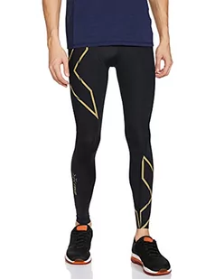 2XU Męskie rajstopy Ma5305b - Mcs Run kompresyjne (z tyłu) Czarny/złoty odblaskowy S - Koszulki męskie - miniaturka - grafika 1