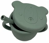 Kubki dla dzieci - Kubek Silikonowy Z Uchwytami I Słomką Dla Dzieci Jasna Zieleń - miniaturka - grafika 1