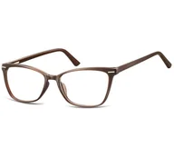 Okulary korekcyjne, oprawki, szkła - Damskie okulary optyczne zerówki kocie oczy Sunoptic CP118C brązowe - miniaturka - grafika 1