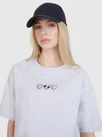 Koszulki i topy damskie - 4F T-shirt damski oversize z nadrukiem 4FRSS25TTSHF2873-27M Szary Roz. XL - miniaturka - grafika 1