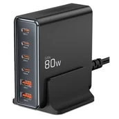 Ładowarki do telefonów - Stacja ładująca TECH-PROTECT 80W GAN QC3.0 Czarny - miniaturka - grafika 1