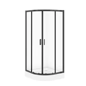 Kabiny prysznicowe - Cersanit Zestaw kabina prysznicowa z brodzikiem  Arteco 80x80x190 cm półokrągła czarna brodzik Tako 16 cm S913-025 - miniaturka - grafika 1
