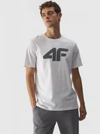 Koszulki sportowe męskie - Męski t-shirt z nadrukiem 4F 4FWMM00TTSHM1844 - biały - miniaturka - grafika 1