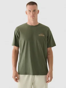 Męski t-shirt z nadrukiem 4F 4FRAW24TTSHM2578 - khaki - Koszulki sportowe męskie - miniaturka - grafika 1