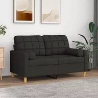 Sofy i kanapy - vidaXL 2-osobowa sofa z poduszkami, czarna, 120 cm, tkanina - miniaturka - grafika 1