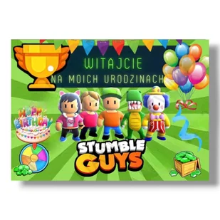 Baner urodzinowy wodoodporny girlanda Stumble Guys - Dekoracje sali - miniaturka - grafika 1