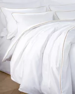 Pościel - Pościel satynowa, Maro Home, San Antonio, Biały z beżową lamówką, 160x200 cm - miniaturka - grafika 1