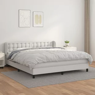 Lumarko Łóżko kontynentalne z materacem, białe, ekoskóra 180x200 cm - Łóżka - miniaturka - grafika 1