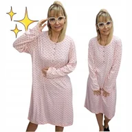 Piżamy damskie - ROZPINANA KOSZULA NOCNA 5XL BAWEŁNA sukienka do spania luźna piżama groszki - miniaturka - grafika 1