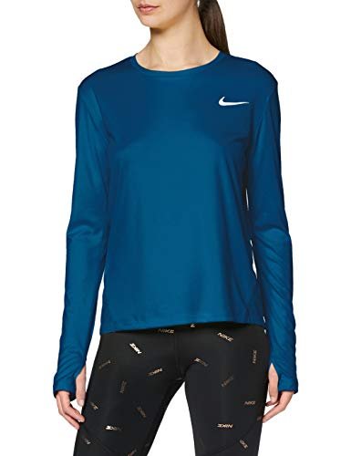 Nike damski W NK MILER TOP LS T-shirt z długim rękawem, niebieski kozłek / (odblaskowe srebro), XS