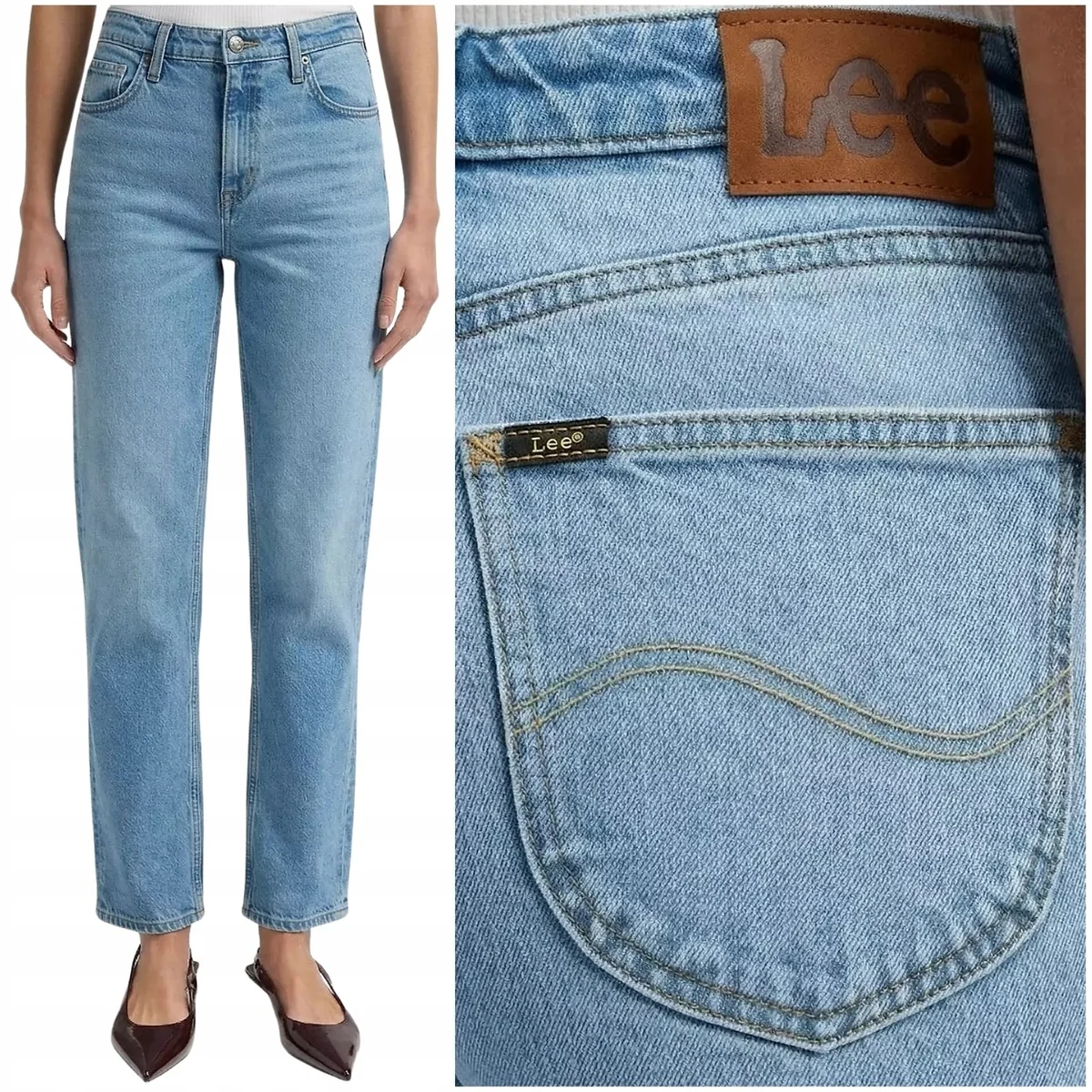 Lee Carol On The Money wysokie proste damskie spodnie jeansowe 7/8 W27 L33