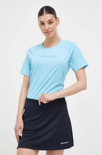 Koszulki sportowe damskie - Mammut t-shirt sportowy Selun FL Logo kolor niebieski - grafika 1