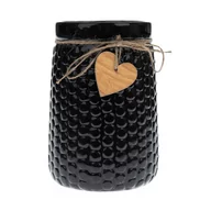 Wazony i flakony - Wazon ceramiczny Wood heart czarny, 12 x 17,5 cm - miniaturka - grafika 1
