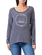 Koszulki i topy damskie - Timezone Damska koszulka z długim rękawem, w paski, niebieska szara, S - miniaturka - grafika 1